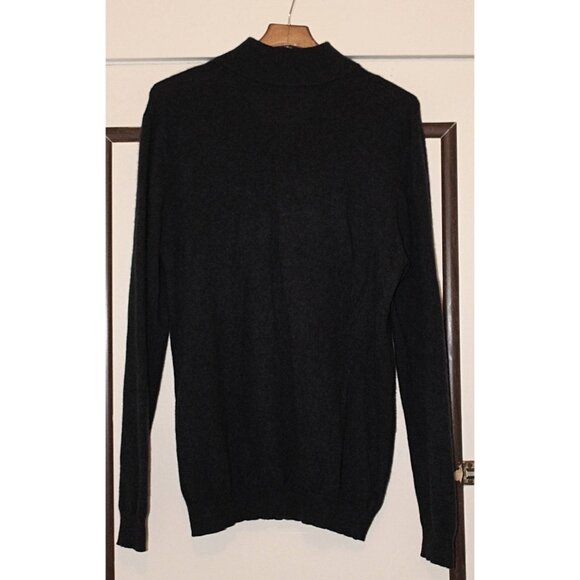 Autumn Cashmere - Men's 1/4-Zip Mock Neck Pullover Sweater in Heather Navy, Lrg - Picture 8 of 8